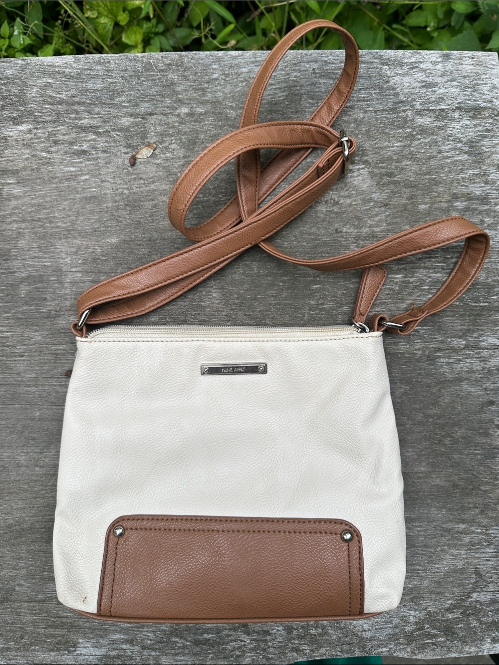 Nine West Cream and Brown Crossbody Shoulder Bag